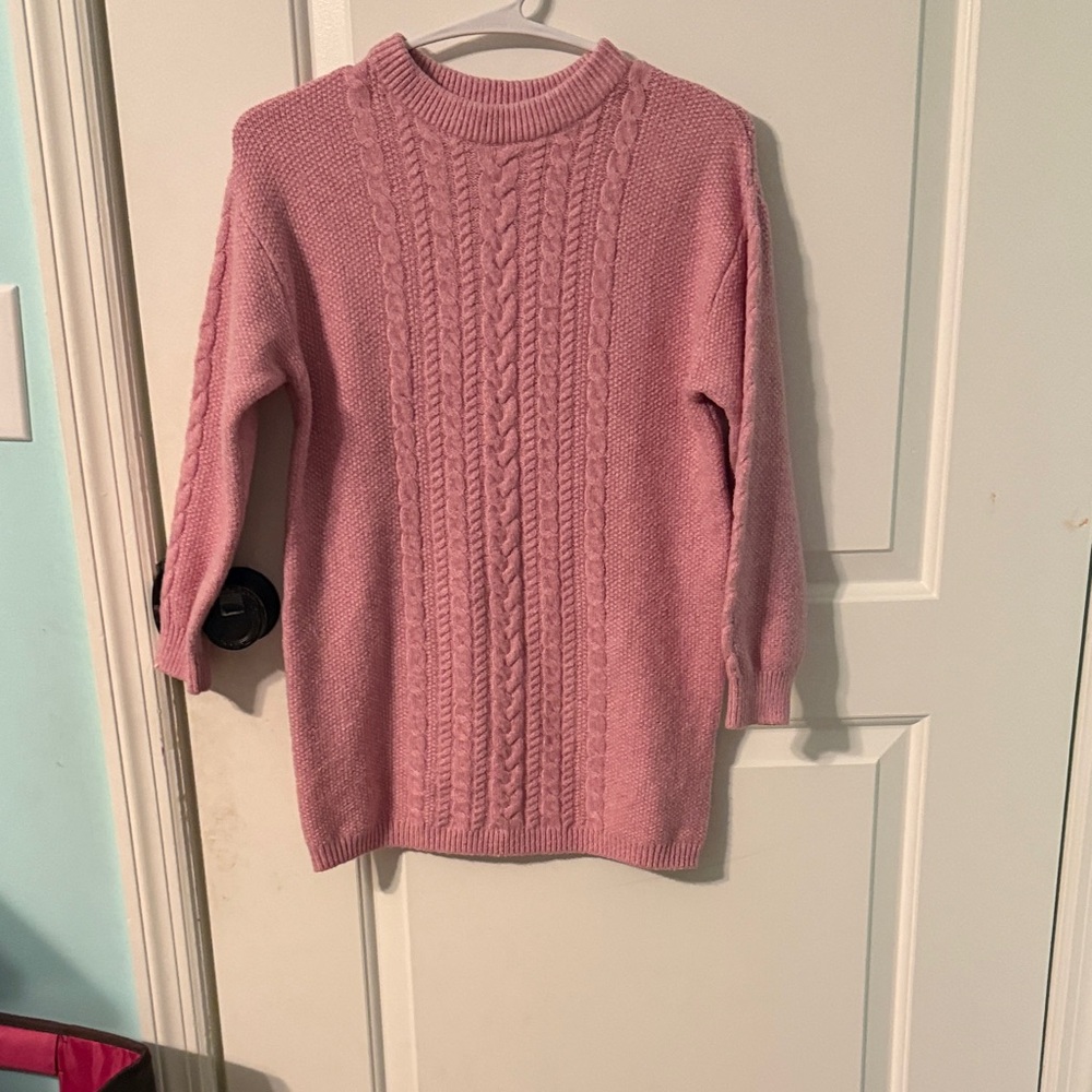 Pink Cable Knit Sweaterdress